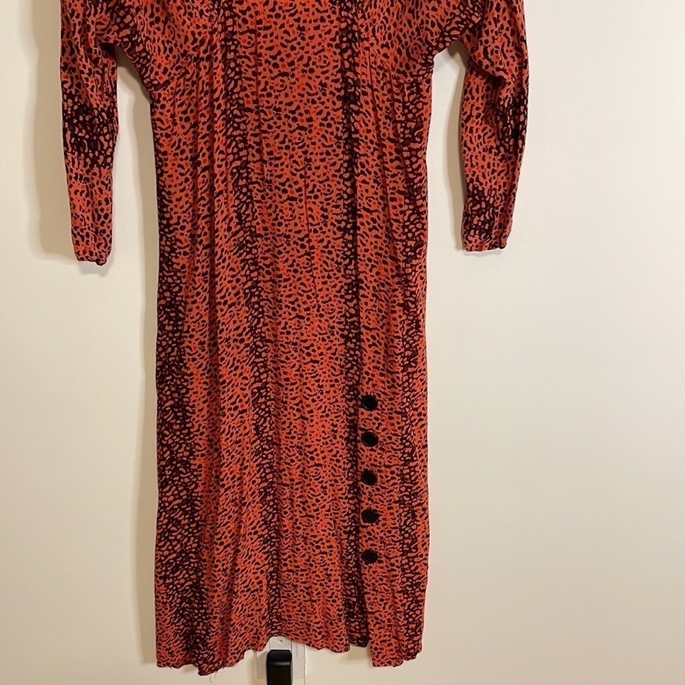 Angie Maxi Dress Med Coral Orange Kimono Animal Print Bohemian Comfortable - Picture 4 of 13